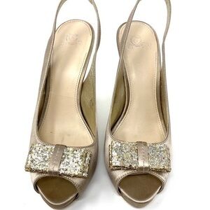 Disney peep toe sling back satin and glitter